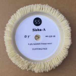 Sisha-A Wool Polishing Pads, 2 Pack 7" Buffing Pads with Hook and Loop Back for Compound, Cutting & Polishing, 100% Natural Wool, Thick and Aggressive