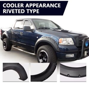 CHEDA Fender Flares, Compatible With 2004-2008 Ford F150 / 2007-2008 Lincoln Mark LT Styleside, Textured Black, FO1241232 FO1240231 FO1241231 FO1240232