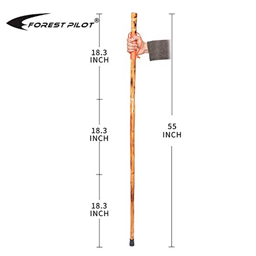 FOREST PILOT 3 Pieces Detachable Fir Wood Walking Stick Wolf Carving with a Compass(Nature Color, 55 Inches, 1 Piece)…