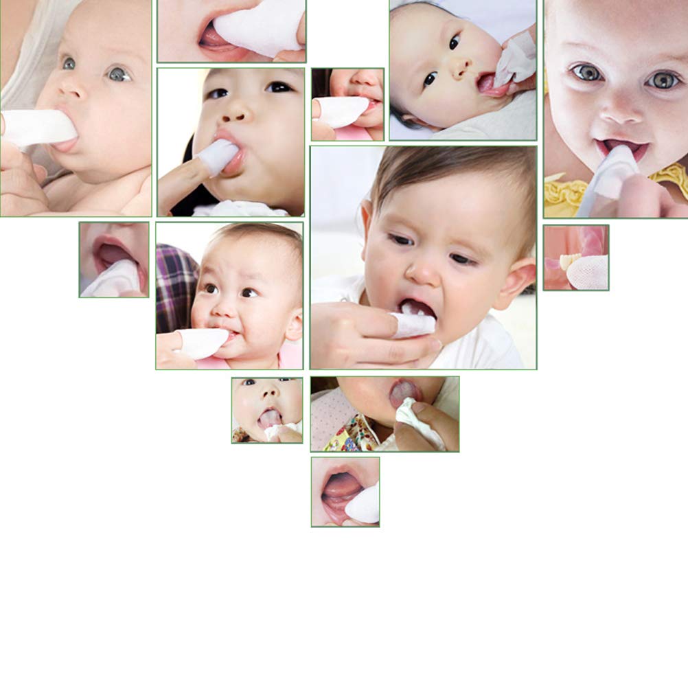 Zmmyr 120Pcs Baby Teeth Soft Gauze Finger Clean Oral Hygiene Tongue Milk Stain Cleaning for 0-2 Years Old