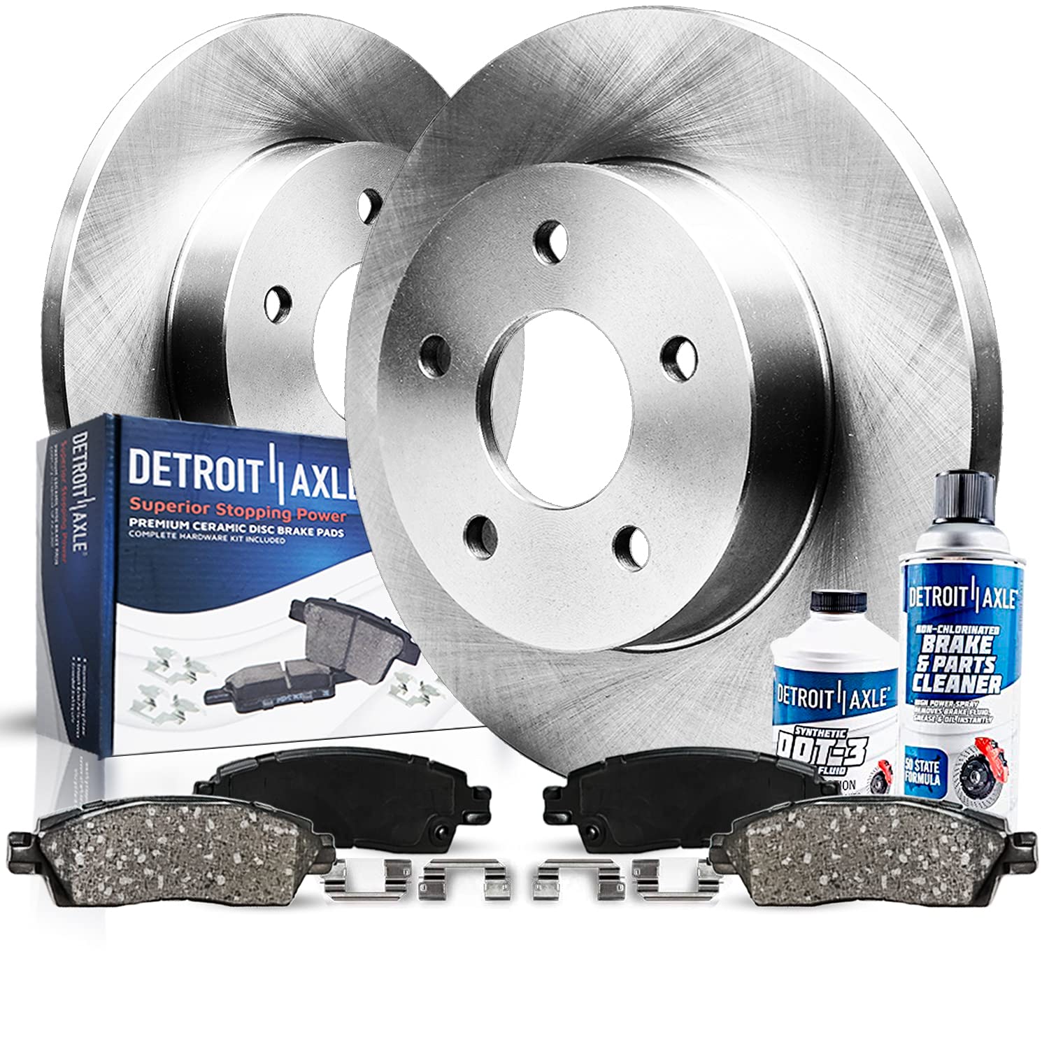 Detroit Axle - Rear Brake Kit for 13-16 Ford Escape, 14-18 Transit Connect C-Max Replacement 2014 2015 2016 Disc Brake Rotors Ceramic Brakes Pads