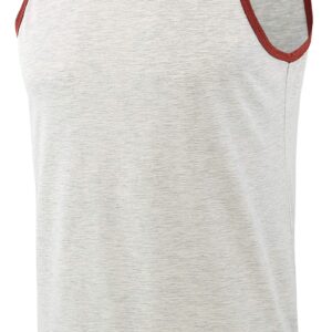 Vetemin Mens Premium Basic Solid Vintage Athletic Active Sports Jersey Tank Top Casual Shirts H.Oatmeal/Rusty XXL