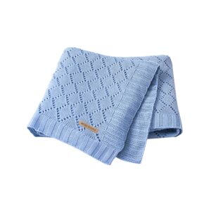 mimixiong toddler blankets knitted cellular baby blankets for boys and girls blue 40x30 inch