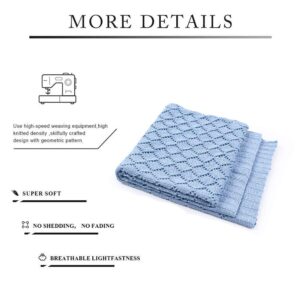 mimixiong Toddler Blankets Knitted Cellular Baby Blankets for Boys and Girls Blue 40x30 Inch