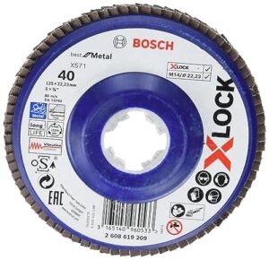 bosch professional straight flap disc best (for metal, x-lock, x571, diameter 115 mm, grit size k120, bore diameter 22.23 mm)