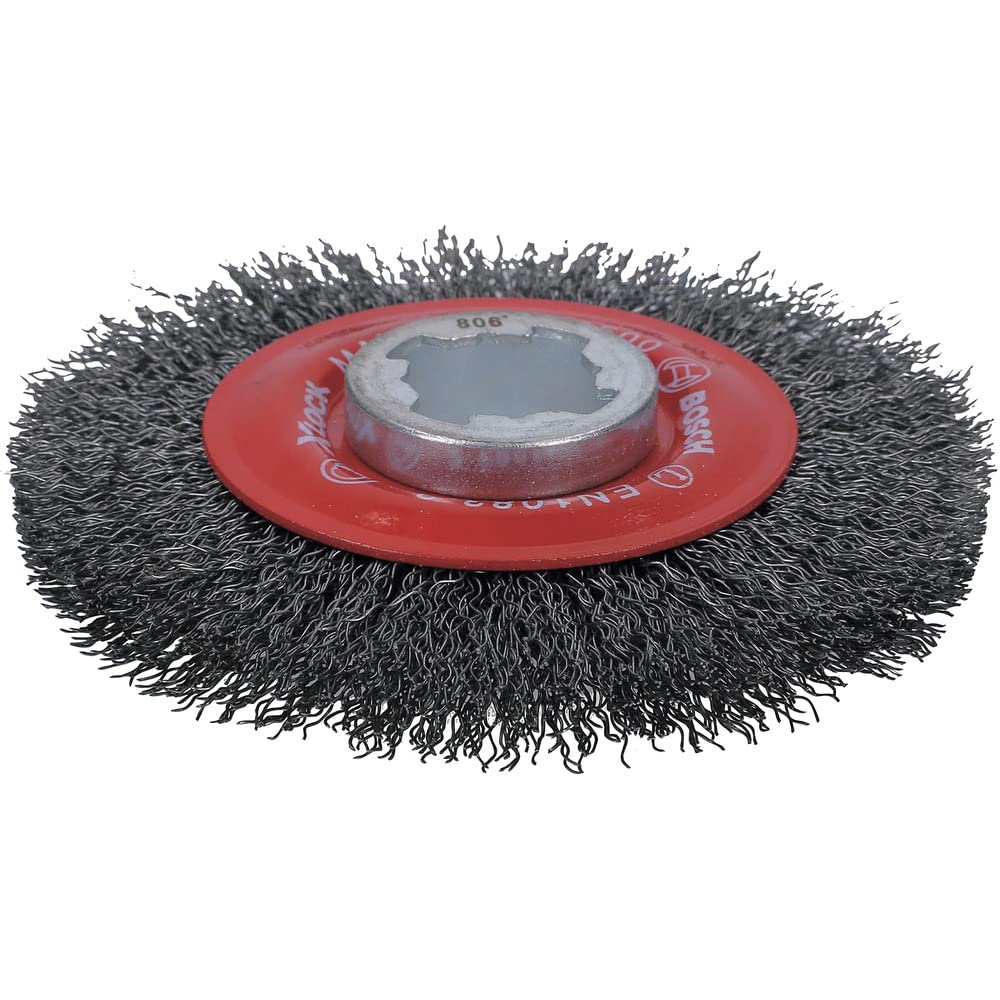 Bosch X-LOCK 2608620732 Wire Brush, 4.5 inches (115 mm) Diameter, Beveled Shape, Iron 0.01 inch (0.3 mm) Straight, 1 Piece