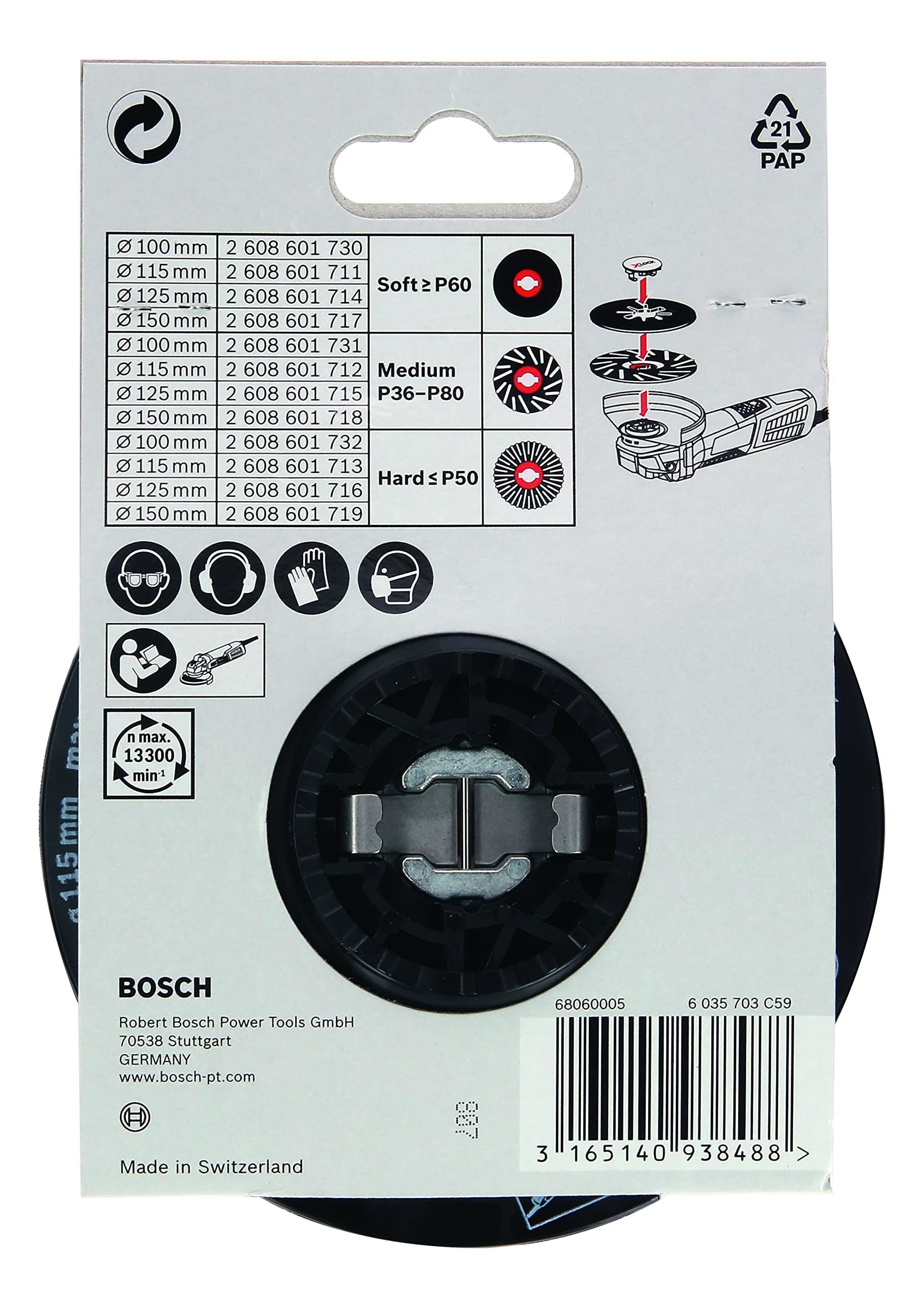 Bosch Professional 2608601712 Support Plate Medium Hard X-Lock Diameter 115 mm