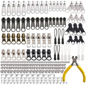 meikeer 252 pieces zipper repair kit replacement zipper, zipper pulls, installation tools for bags tents luggage sleeping bag jacket outdoor