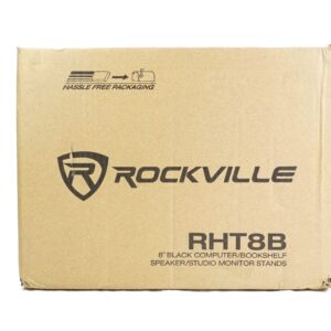 Rockville 2 RHT8B Computer/Bookshelf Desktop Speaker/Studio Monitor Stands-Black