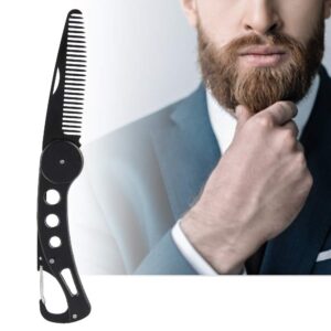 stainless steel beard comb, portable foldable beard comb, men beard mustache styling hair combs antistatic mustache comb perfect for wallet and pocket