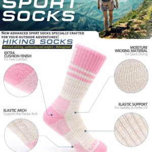 MIRMARU Women’s 5 Pairs Hiking Socks- Moisture Wicking Outdoor Athletic Sports Cushion Crew Socks (M231-MEDIUM)