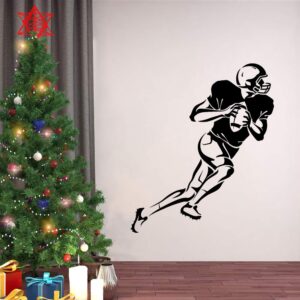 Home Find Football Player Silhouette Mural a Player with Ball Football Wall Sticker Rugby Wall Decal Sport Theme Wall Arts Peel and Stick for Kids Room Baby Boys Bedroom 23.2 inches x 27.6 inches