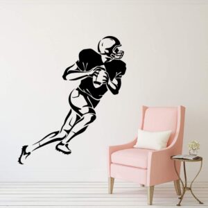 Home Find Football Player Silhouette Mural a Player with Ball Football Wall Sticker Rugby Wall Decal Sport Theme Wall Arts Peel and Stick for Kids Room Baby Boys Bedroom 23.2 inches x 27.6 inches