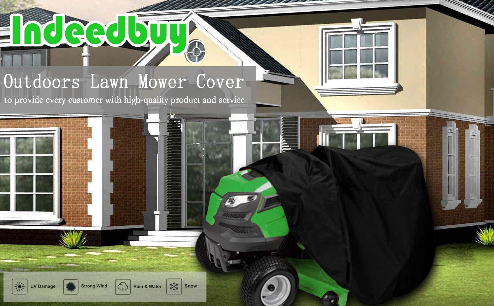 Indeed BUY Riding Lawn Mower Cover, Waterproof Tractor Cover Fits Decks up to 54",Heavy Duty 420D Polyester Oxford, Durable, UV, Water Resistant Covers for Your Rider Garden Tractor 72"L x 54"W x 46"H