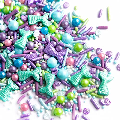 Sweets Indeed Sprinkles, Edible Sprinkle Mix, Perfect for Cake Decorations, Baking, Ice Cream, Cookies, Cupcake Topper, 6.5 ounces (Mermaid)