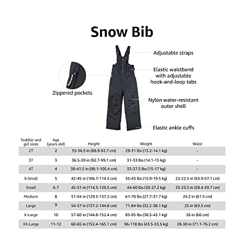 Amazon Essentials Girls' Water-Resistant Snow Bib-Discontinued Colors, Pink, Large