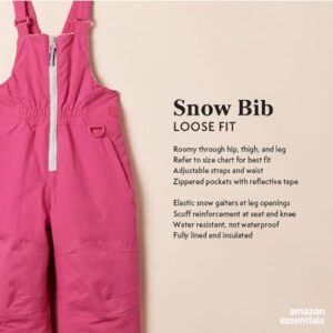 Amazon Essentials Girls' Water-Resistant Snow Bib-Discontinued Colors, Pink, Large