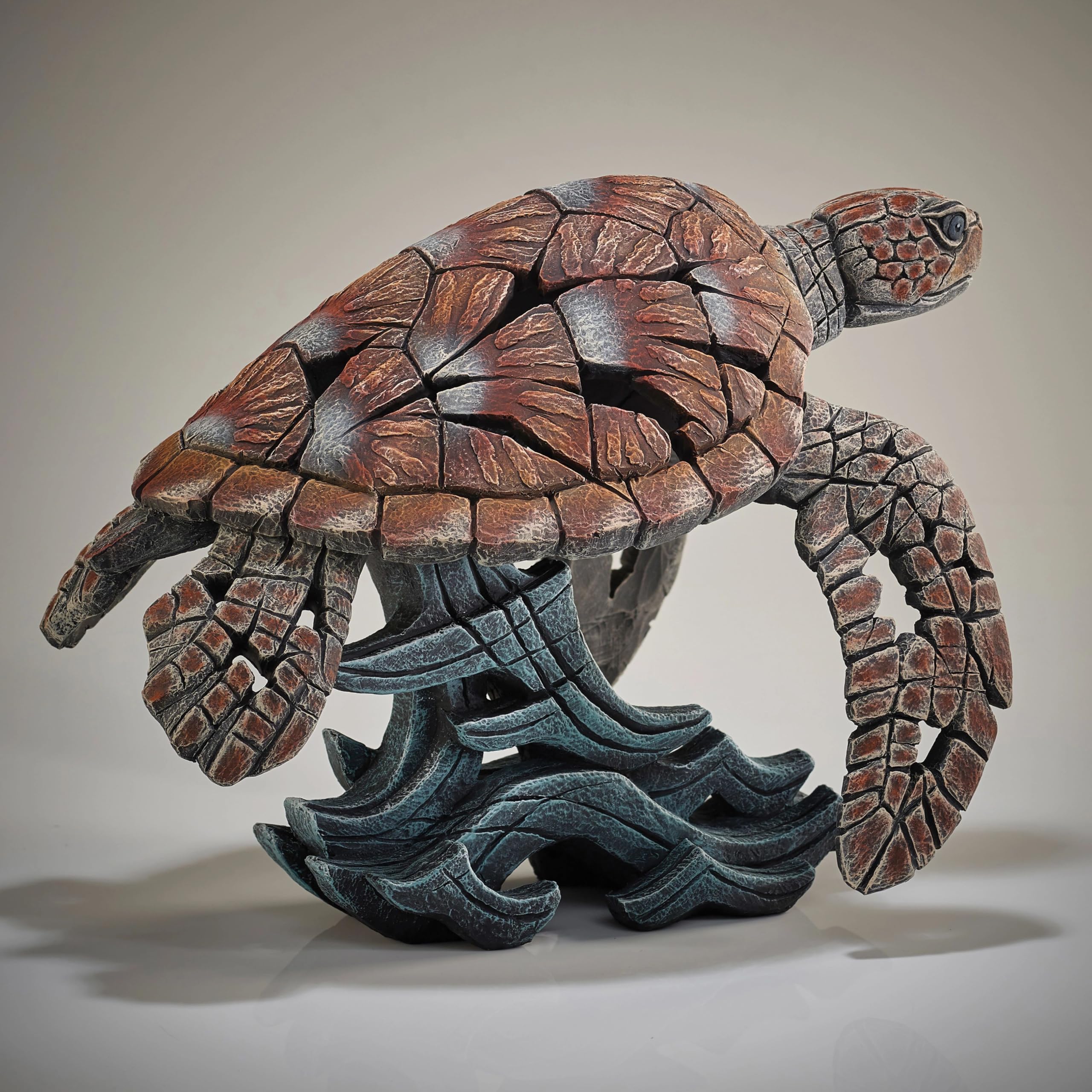 Enesco Edge Sculpture Sea Turtle on Wave Animal Figurine, 13.19 Inch, Brown and Blue