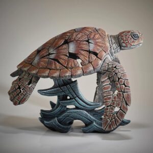 Enesco Edge Sculpture Sea Turtle on Wave Animal Figurine, 13.19 Inch, Brown and Blue