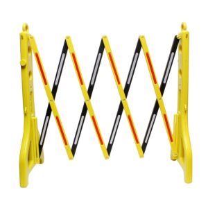 bisupply folding barricade – 8 ft portable road safety barriers with reflectors, construction barricade safety fence