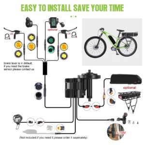 BAFANG 1000W Mid Drive Kit with Battery(Optional) BBSHD BBS03 Ebike Conversion Kit,48V/52V 8Fun Electric Bike Conversion Kit for Moutain Road Bike(500C,Rear Rack Battery 48V17.5AH)