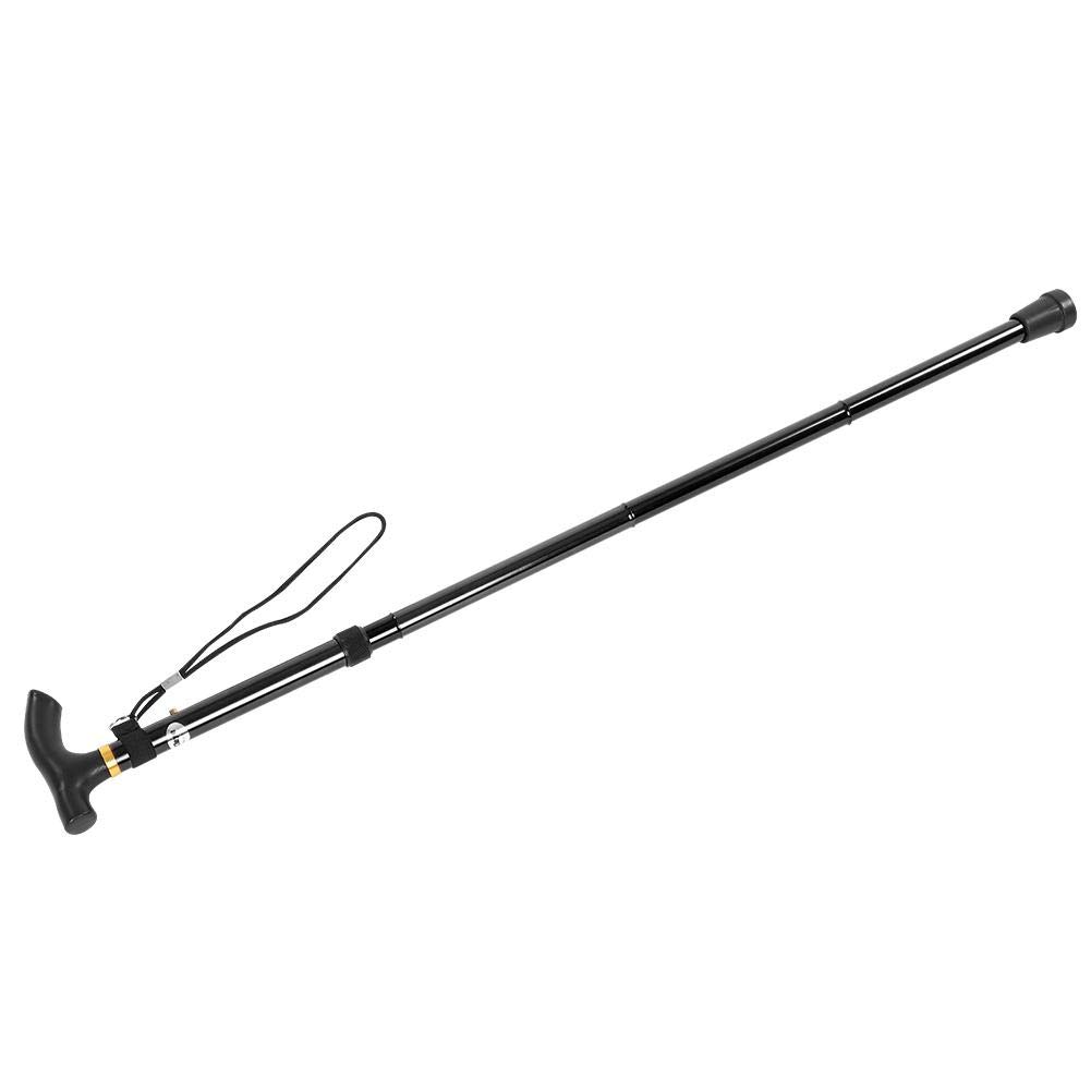 Walking Stick Aluminium Alloy Trekking Poles Metal Cane Collapsible Older Balancing Hiking Mountaineering Cane(Black)