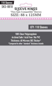 sleeve kings tiny epic compatible sleeves (88x125mm) - 110 pack, 60 microns