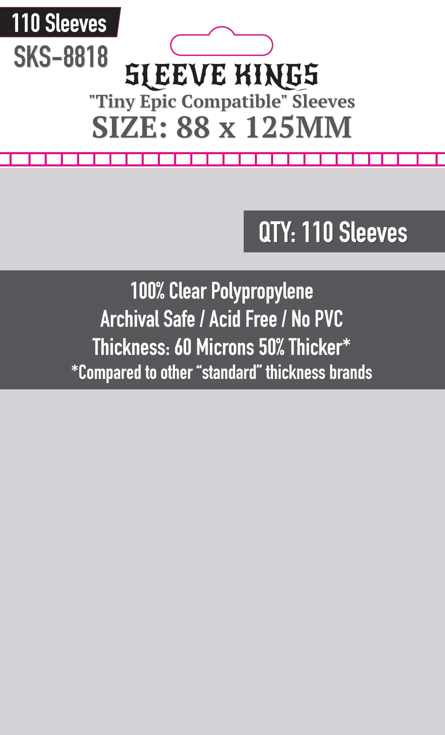 Sleeve Kings Tiny Epic Compatible Sleeves (88x125mm) - 110 Pack, 60 Microns