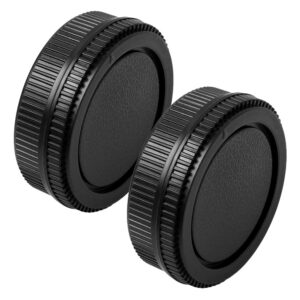 Camera Body Cap and Lens Rear Cap Cover Replacement Set for Olympus OM Mount Cameras and Lens,2 Sets