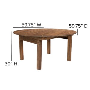 Flash Furniture Hercules Series Round Farm Inspired, Pine Dining Room Table, 59.75"W x 59.75"D x 30"H, Antique Rustic