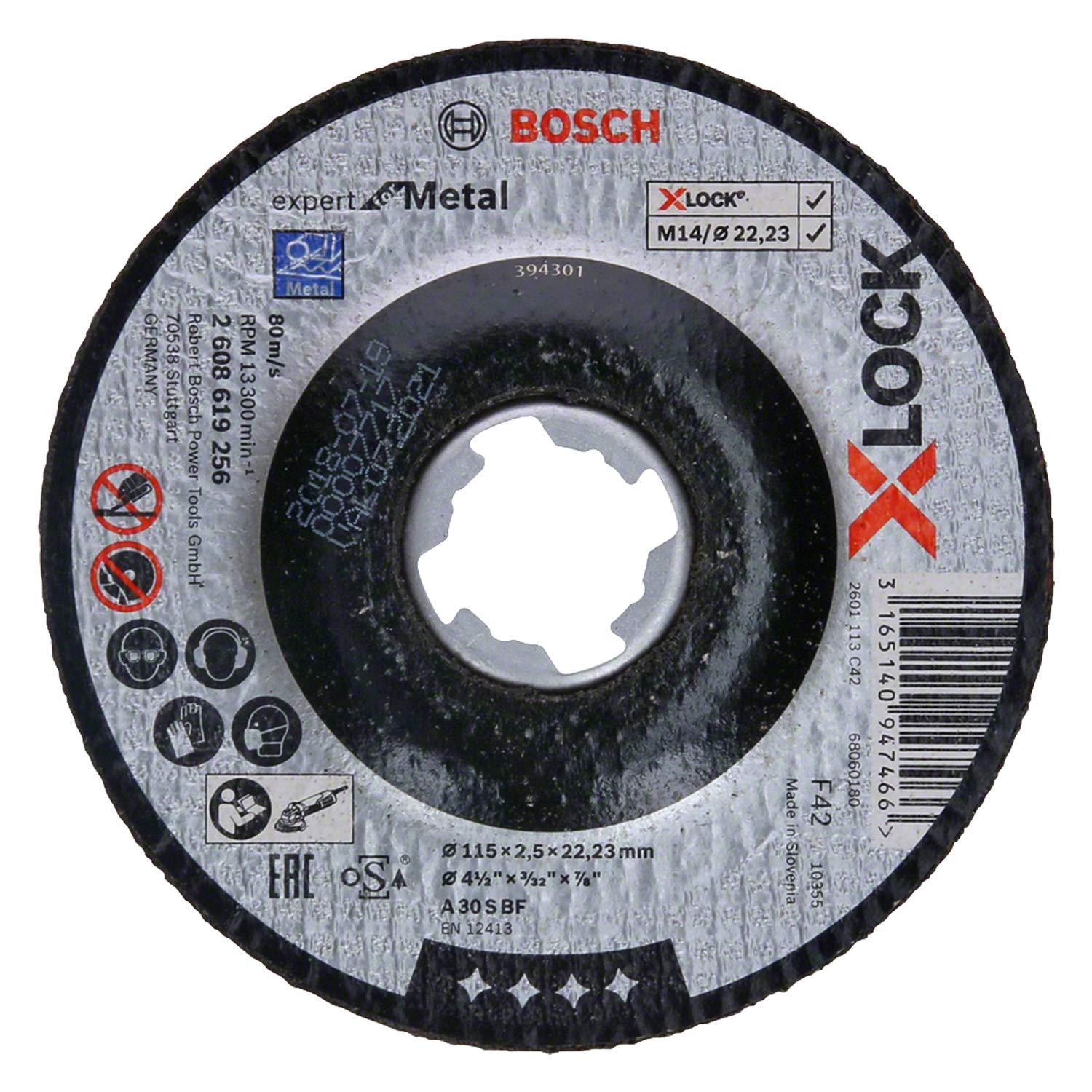 Bosch Professional Cutting Disc with Depressed Centre Expert (for Metal, X-LOCK, Diameter 115 mm, Bore Diameter: 22.23 mm, Thickness: 2.5 mm)