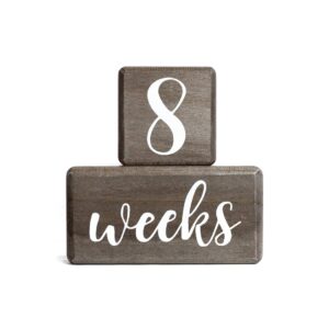 LovelySprouts Premium Solid Wood Baby Milestone Age Blocks + Gift Box | Gray Stained Natural Pine | Weeks Months Years Grade Newborn Photo Props | Pregnancy Gift and Keepsake, Month Photos