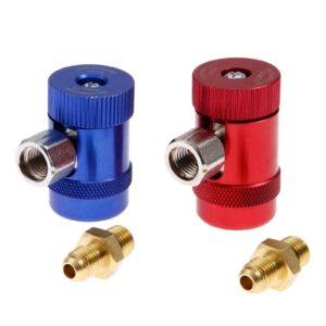 aupoko r1234yf quick couplers, high/low side r1234yf manual couplers connector adapters with 1/4" male port, replacement for a/c refrigerants manifold gauge set