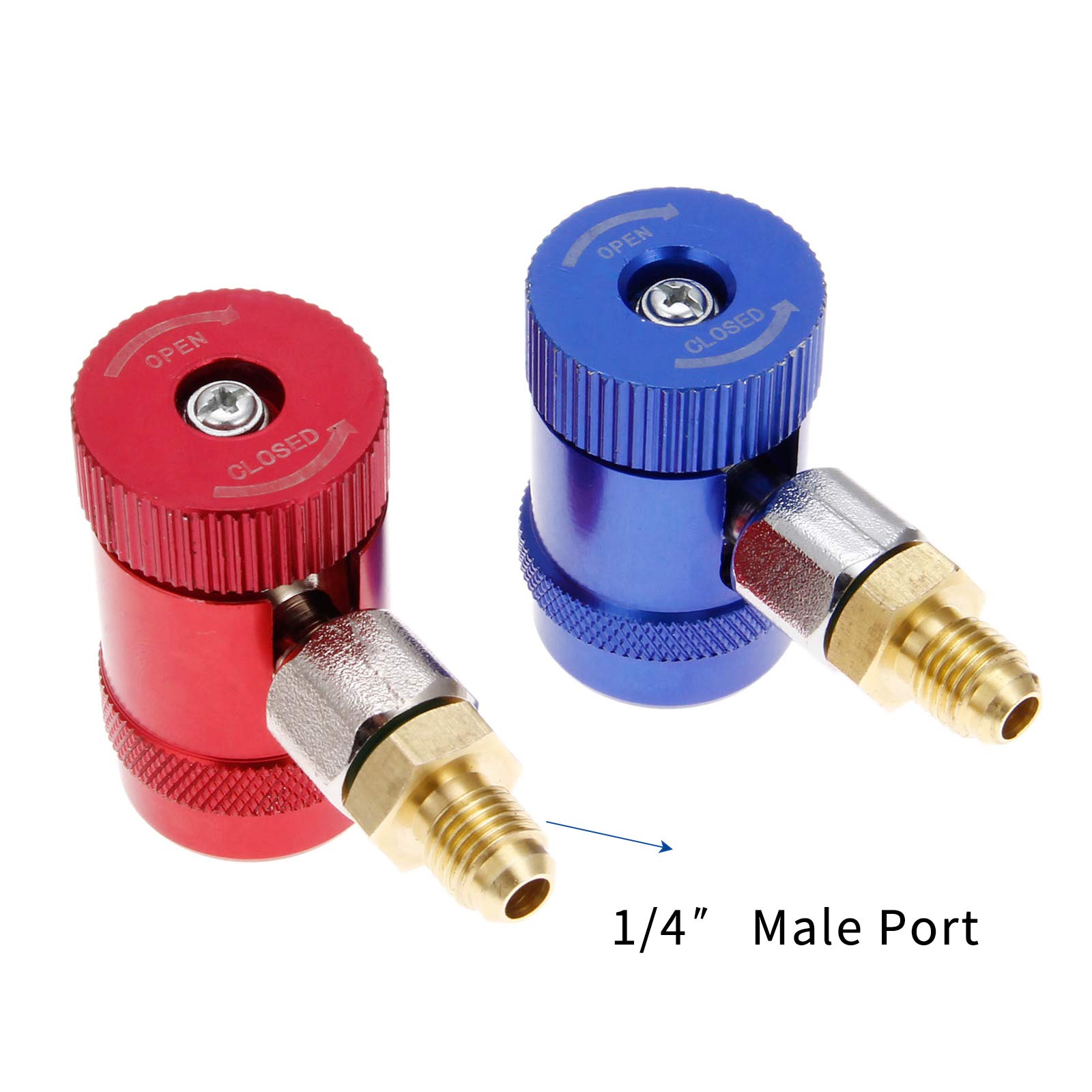 Aupoko R1234yf Quick Couplers, High/Low Side R1234yf Manual Couplers Connector Adapters with 1/4" Male Port, Replacement for A/C Refrigerants Manifold Gauge Set