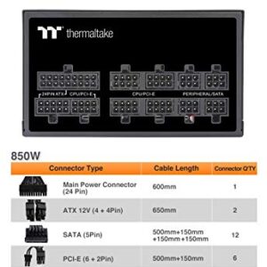 Thermaltake Toughpower GF1 850W 80+ Gold SLI/ CrossFire Ready Ultra Quiet 140mm Hydraulic Bearing Smart Zero Fan Full Modular Power Supply 10 Year Warranty PS-TPD-0850FNFAGU-1
