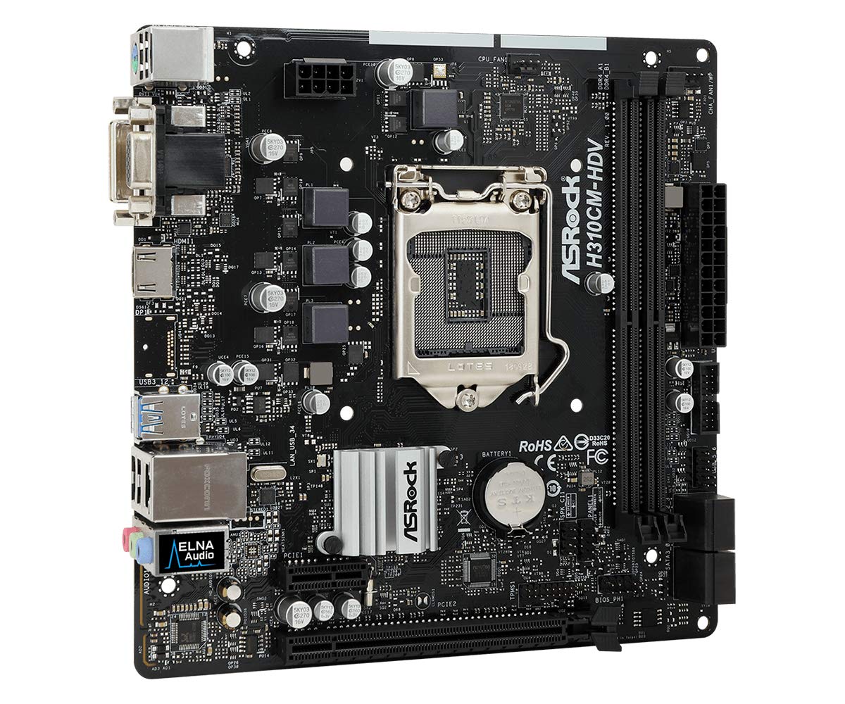 ASRock H310CM-HDV LGA1151/ Intel H310/ DDR4/ SATA3&USB3.1/ A&GbE/MicroATX Motherboard