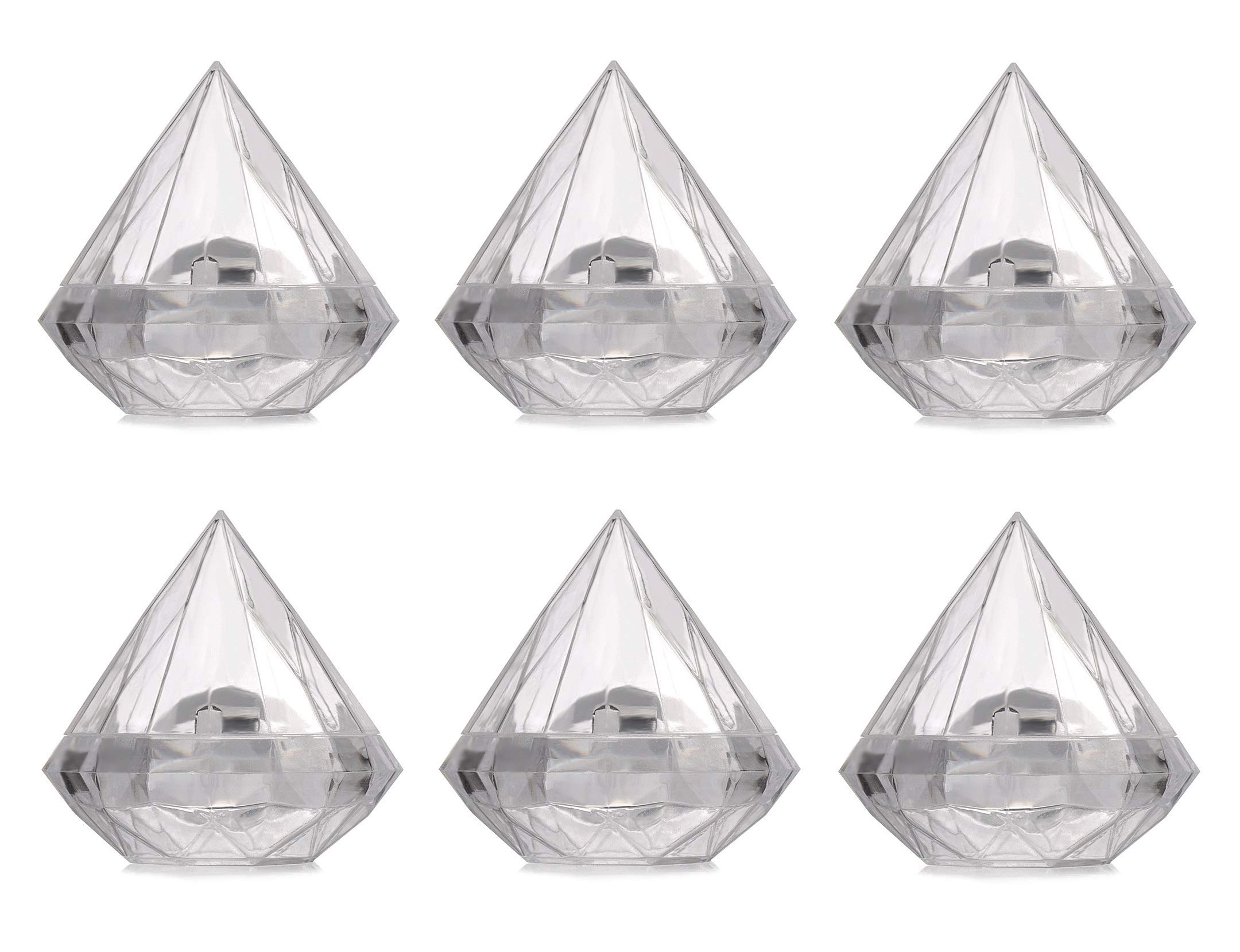 6 Pack Clear Diamond Shape Ornaments - Clear Plastic Fillable Ornaments - Christmas Fillable Ornaments, Bath Bomb Ornaments, Hollow Ornaments for Wedding Party Decoration, Craft Art, Holiday (9CM)