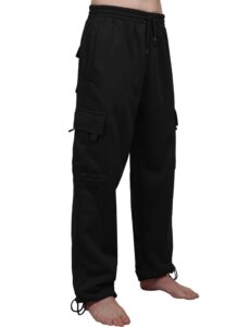 ne people men’s cargo pants – lightweight comfy jogger sweatpants fleece elastic waistband workout casual active sports nemp17 black 3xl