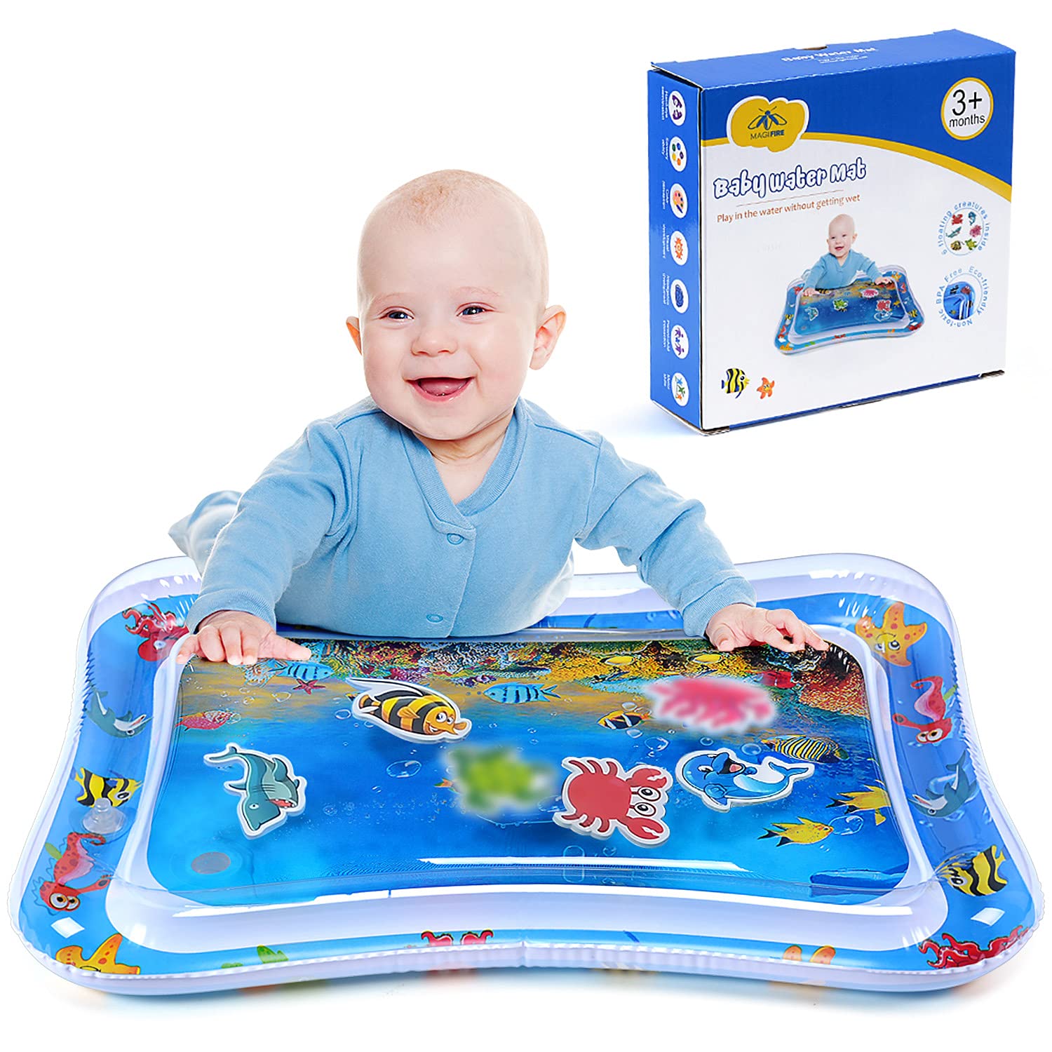 MAGIFIRE Tummy Time Water Mat for Infants 3-12 Months Old, Measures 27 inches x 21 inches, Water Mat for Babies, BPA-Free, Water Play Mat