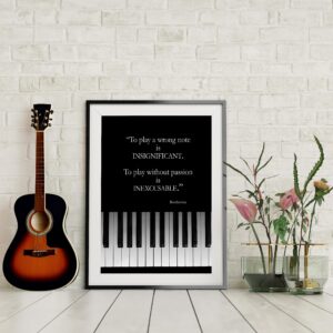 Playing w/o Passion is INEXCUSABLE - Motivational Wall Art, Encouraging Motivational Wall Decor Print With Beethoven Quotes Is For Wall Decorations For Home, Studio & Office Décor. Unframed-8x10"