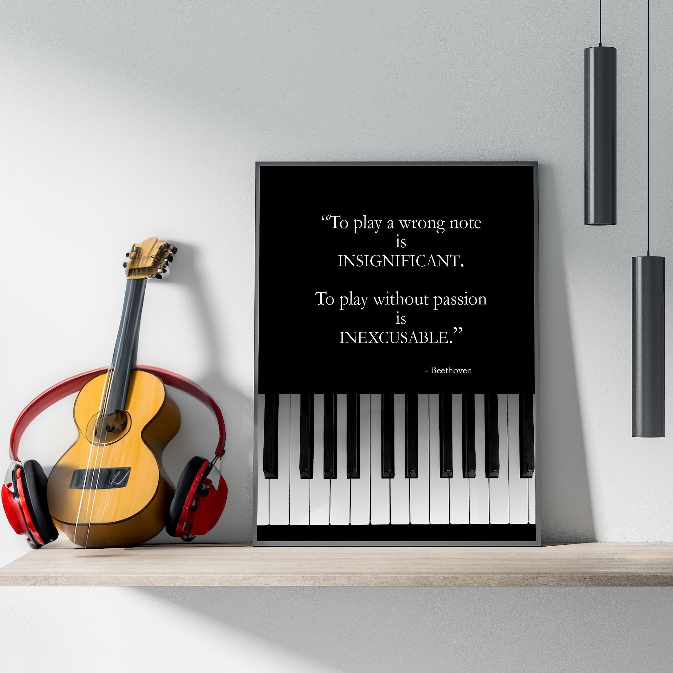 Playing w/o Passion is INEXCUSABLE - Motivational Wall Art, Encouraging Motivational Wall Decor Print With Beethoven Quotes Is For Wall Decorations For Home, Studio & Office Décor. Unframed-8x10"