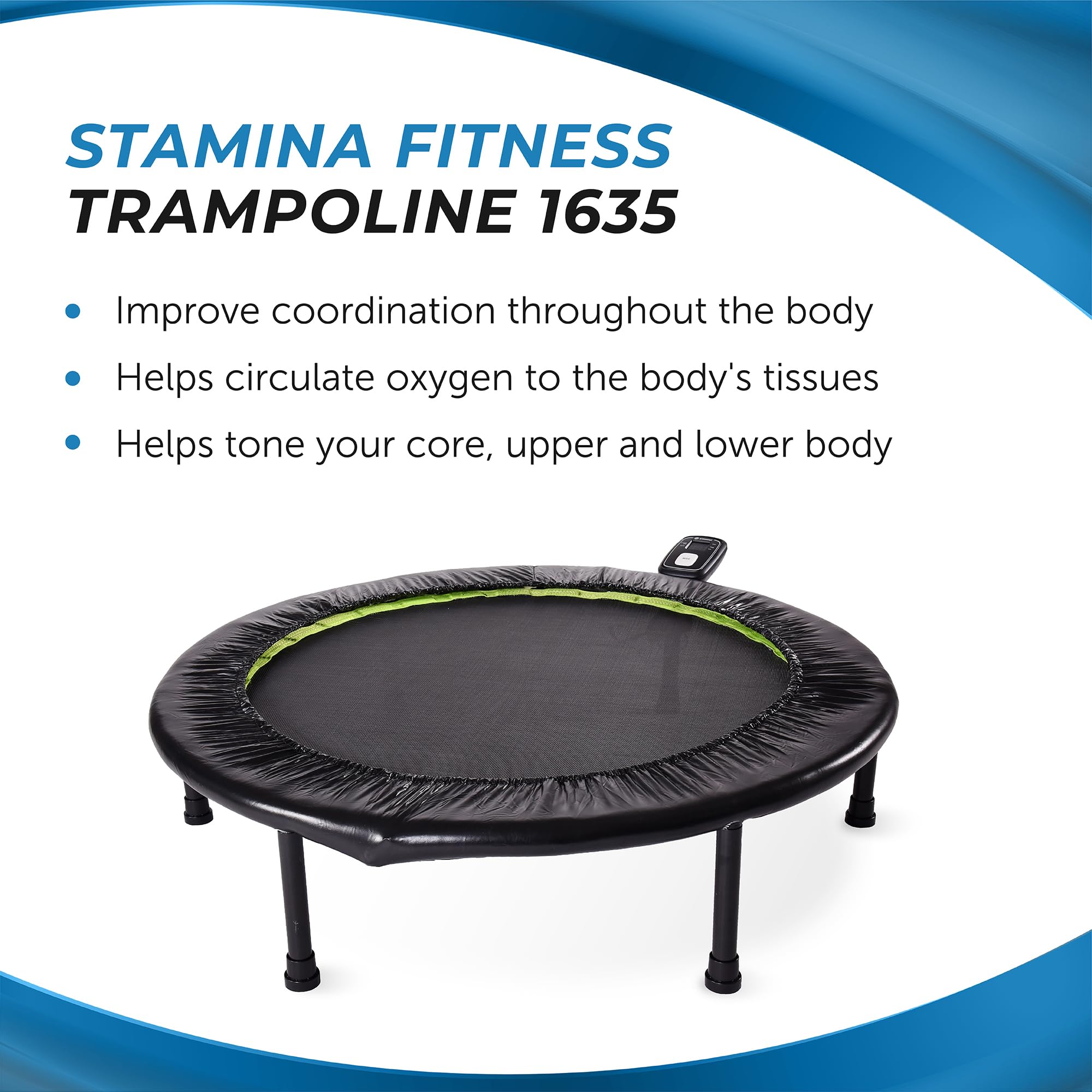 Stamina Fitness Trampoline - Exercise Trampoline with Smart Workout App - Indoor Trampoline Fitness Rebounder