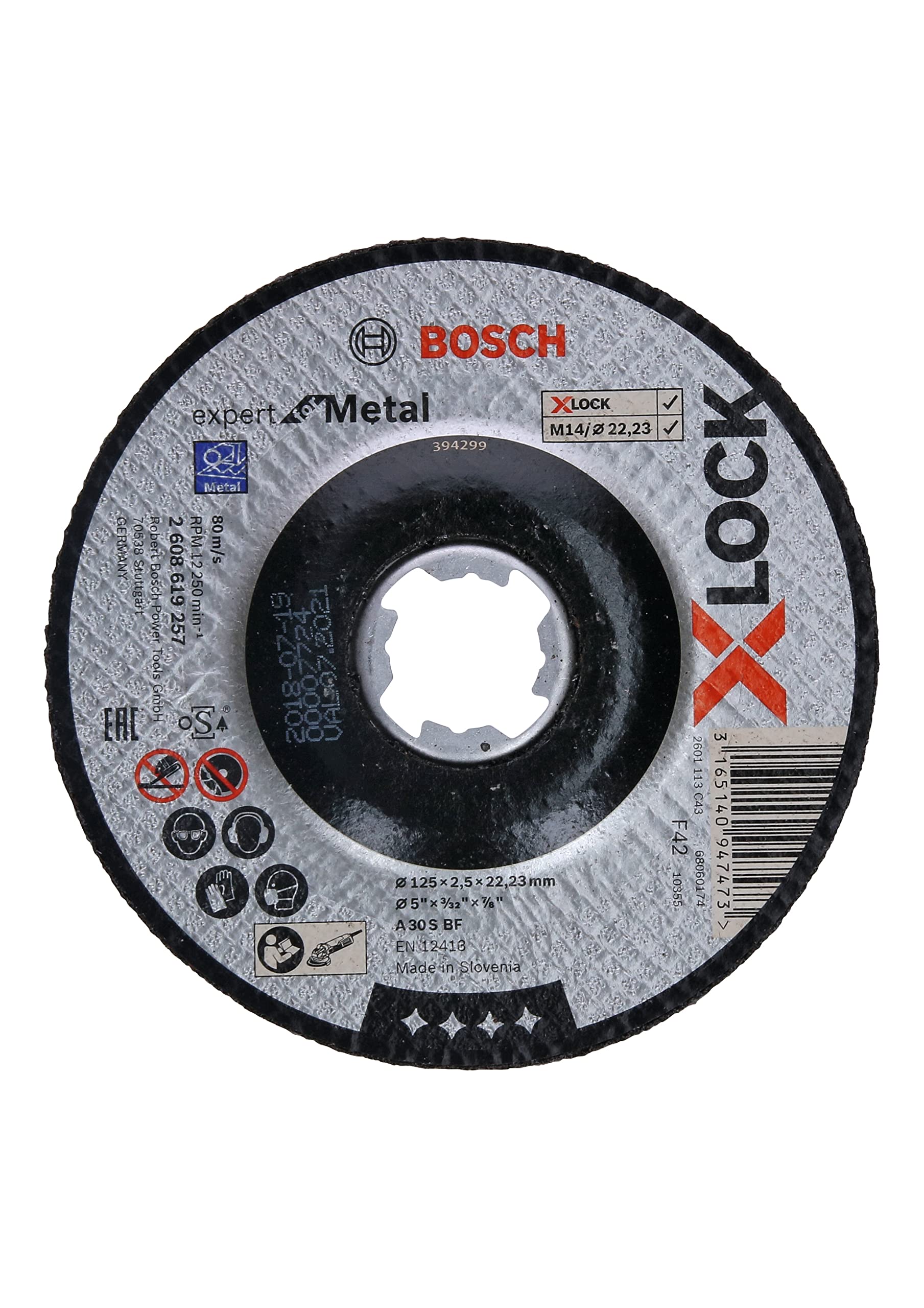 Bosch Professional 2608619257 Cranked Cutting Disc Expert (for Metal, X-Lock, Ø125 mm, Bore Ø: 22.23 mm, Thickness: 2.5 mm)