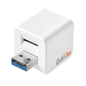 MAKTAR Qubii Duo - USB-A Flash Drive Fits iPad Flash Drive for Android Smartphone iPhone Backup Flash Drive iPhone Photo Backup Storage Device with File Organizer App - White w/o Micro SD Memory