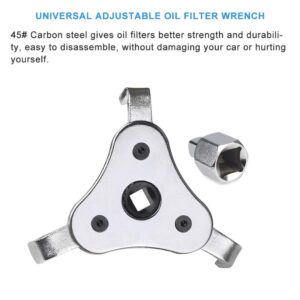 GOHAWKTEQ Universal Adjustable Oil Filter Wrench From 2-1/2 inch to 4.5 inch Oil Filter Wrench Tool Set With 3 Jaw