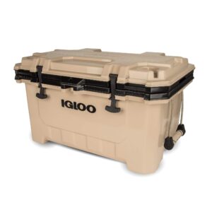 Igloo Tan IMX 70 Qt Lockable Insulated Ice Chest Injection Molded Cooler with Carry Handles