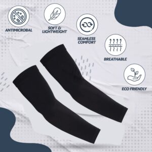 KUHNMARVIN 2 Pairs Arm Sleeves Compression UV Protection Cooling Sun Sleeves Tattoo Cover Up Basketball Arm Sleeves Football Volleyball Sleeve Softball Pickleball (Black)