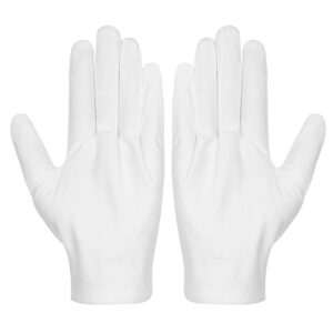 cotton gloves, selizo 3 pairs white cotton gloves gloves for women men eczema dry hands moisturizing serving archival cleaning jewelry silver inspection