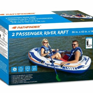 Generic Pathfinder Inflatable Raft 2 Person Boat with Pump Oars Sports River Canoe Rafting Outdoor Beach Lake