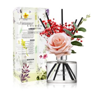 Cocod'or COCODOR Rose Flower Reed Diffuser/Black Cherry/6.7oz(200ml)/1 Pack/Reed Diffuser, Reed Diffuser Set, Oil Diffuser & Reed Diffuser Sticks, Home Decor & Office Decor, Fragrance and Gifts